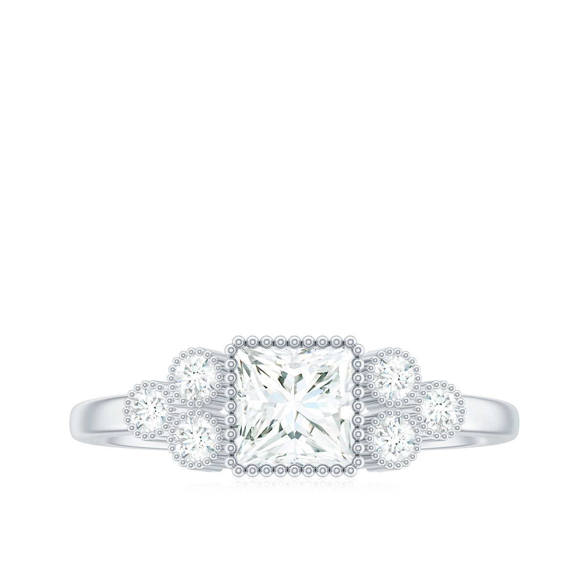 5x5mm Princess Cut Moissanite Classic Solitaire Engagement Ring
