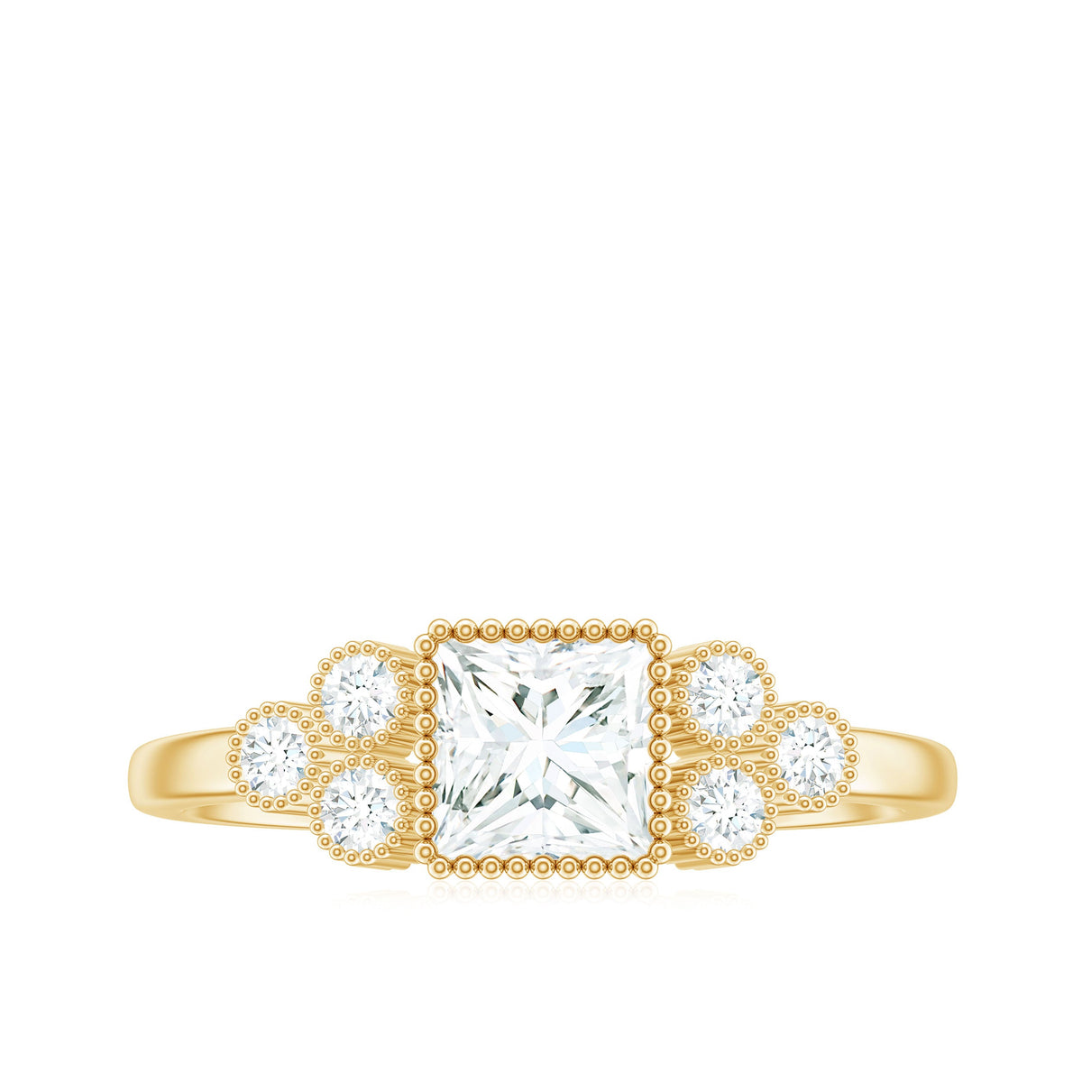5x5mm Princess Cut Moissanite Classic Solitaire Engagement Ring