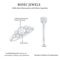 Moissanite Classic Engagement Ring with Beaded Details