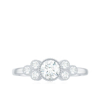 Moissanite Classic Engagement Ring with Beaded Details