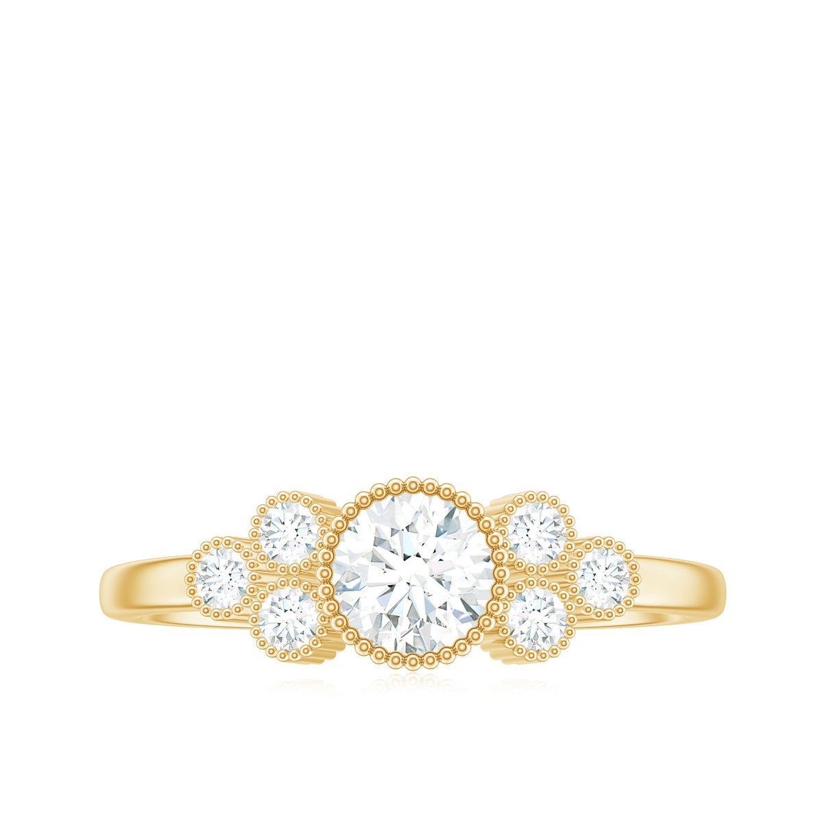 Moissanite Classic Engagement Ring with Beaded Details