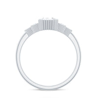 6x8mm Emerald Cut Moissanite Classic Engagement Ring with Beaded Details