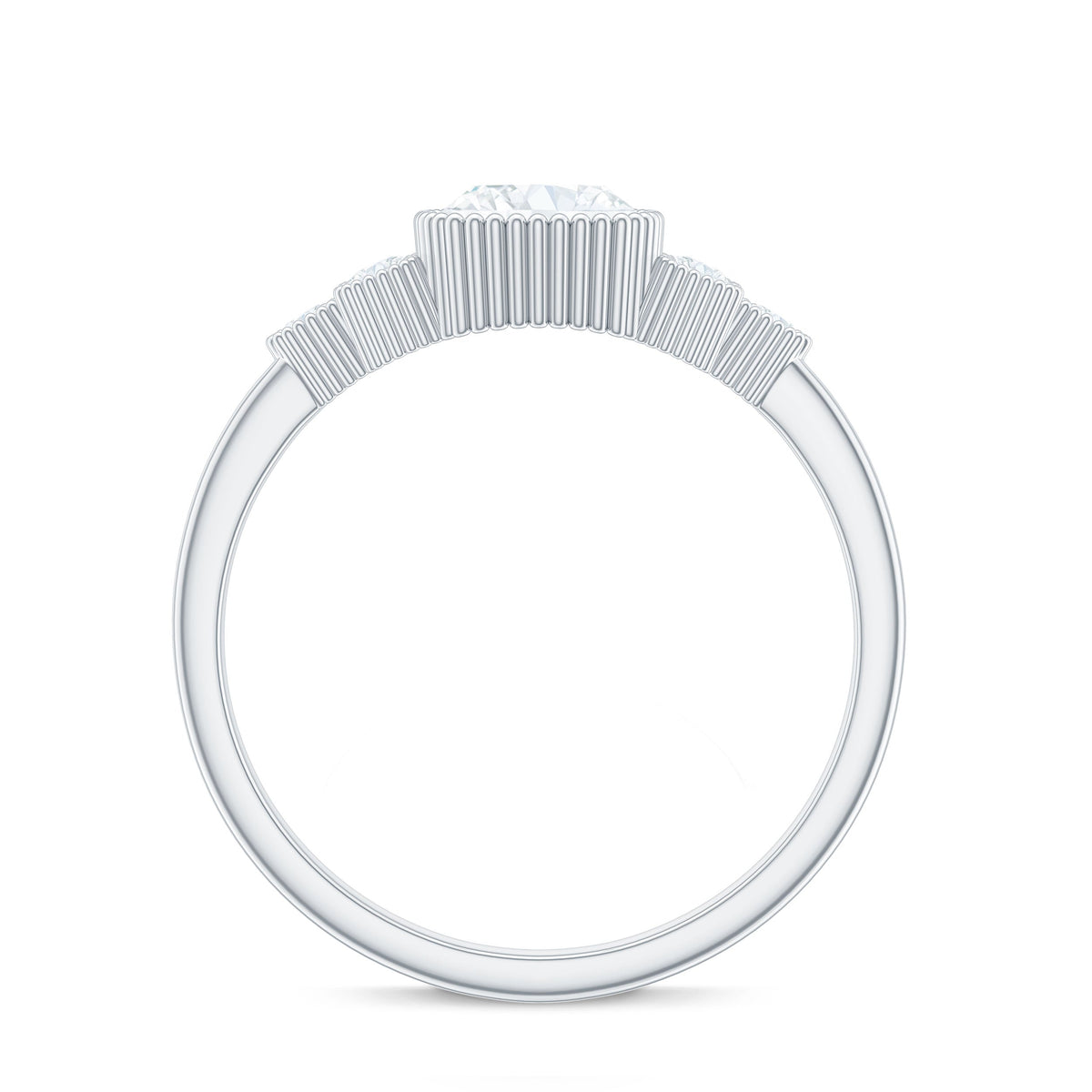 6mm Cushion Cut Moissanite Engagement Ring with Cluster Accent