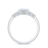 6x8mm Oval Cut Moissanite Classic Engagement Ring with Trio