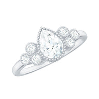5X7mm Pear Shaped Moissanite Classic Engagement Ring with Beaded Details
