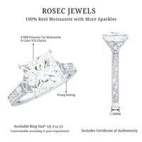 Antique Style 3 Carat Princess Cut Moissanite Celtic Knot Engagement Ring