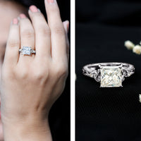 Antique Style 3 Carat Princess Cut Moissanite Celtic Knot Engagement Ring