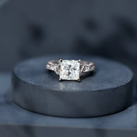 Antique Style 3 Carat Princess Cut Moissanite Celtic Knot Engagement Ring