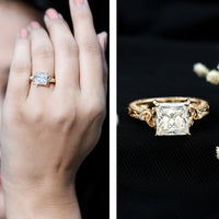 Antique Style 3 Carat Princess Cut Moissanite Celtic Knot Engagement Ring
