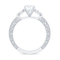 6x8mm Oval Cut Moissanite Celtic Engagement Ring with Engraving Details