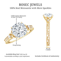 Cushion Cut Moissanite Antique Style Engagement Ring