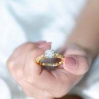 Cushion Cut Moissanite Antique Style Engagement Ring