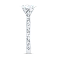 6X8 MM Certified Moissanite Teardrop Solitaire Engagement Ring with Engraved Shank
