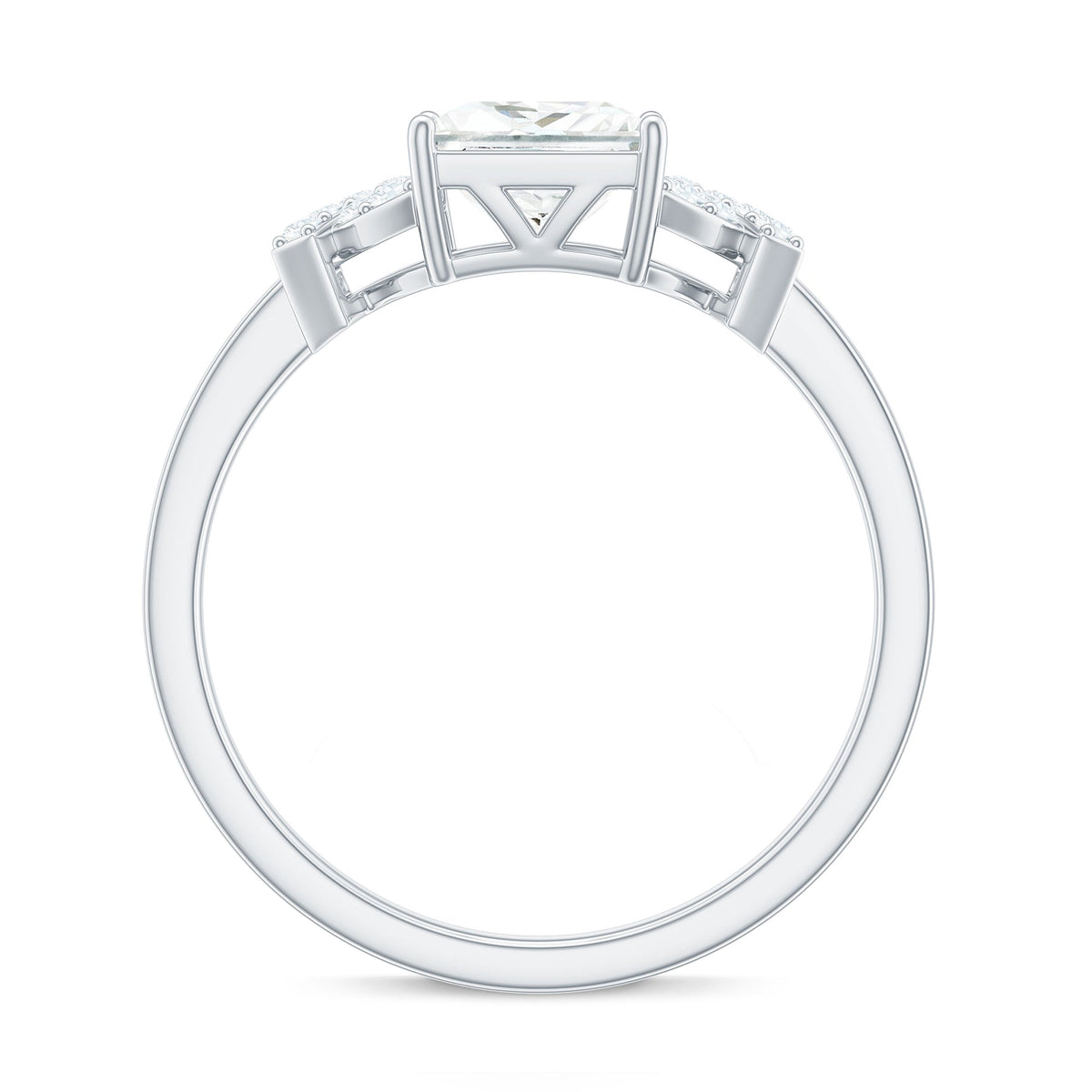 6X8 mm Princess Cut Moissanite Solitaire Engagement Ring