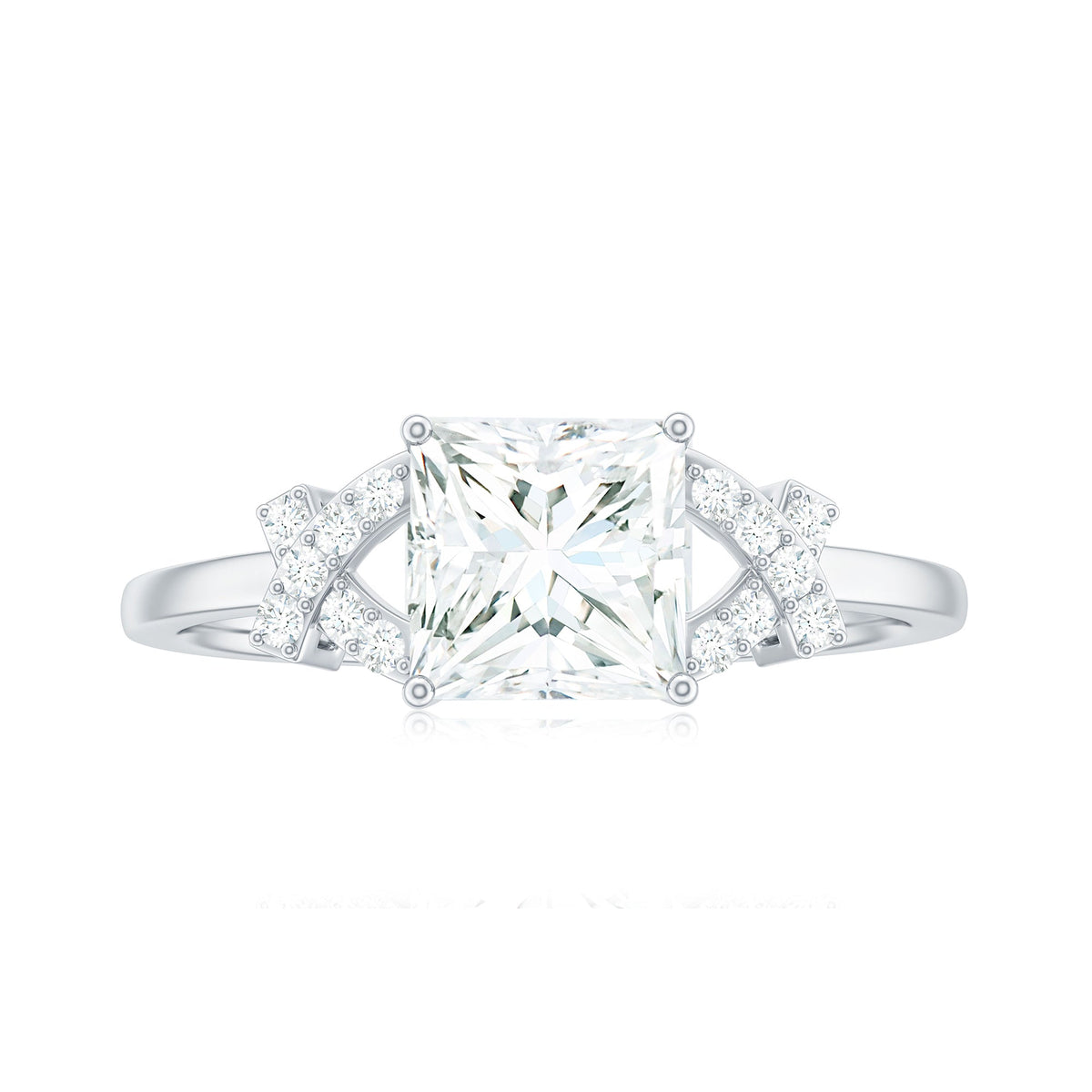 6X8 mm Princess Cut Moissanite Solitaire Engagement Ring