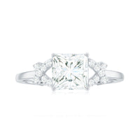 6X8 mm Princess Cut Moissanite Solitaire Engagement Ring