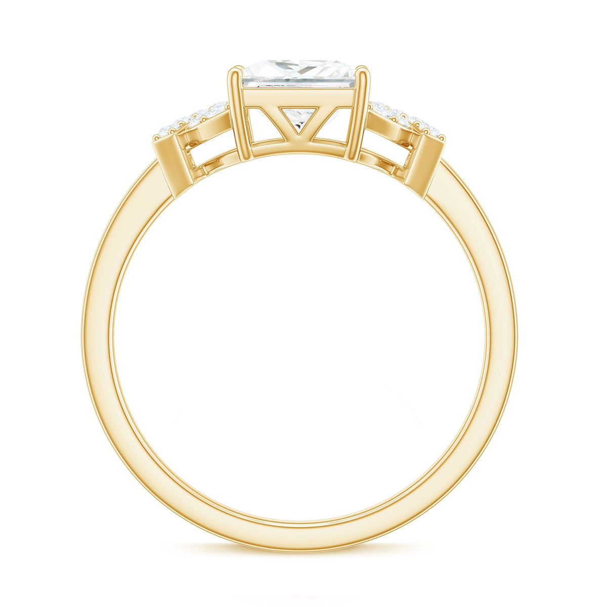 6X8 mm Princess Cut Moissanite Solitaire Engagement Ring