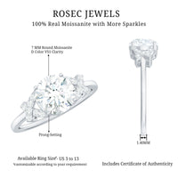 7x7mm Brilliant Cut Moissanite Solitaire Engagement Ring for Women