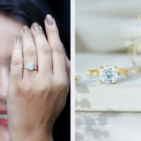 Certified Cushion Cut Moissanite Huge Engagement Ring