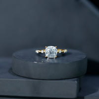 Certified Cushion Cut Moissanite Huge Engagement Ring