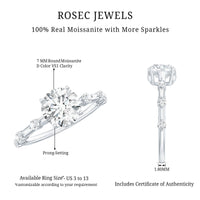 Certified Round Shape Moissanite Solitaire Engagement Ring