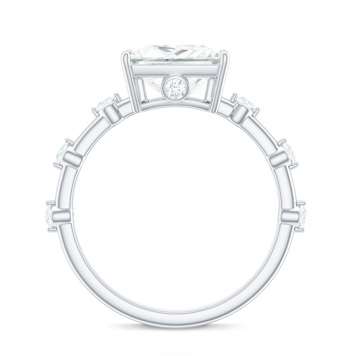 8X8 MM Princess Cut Certified Moissanite Solitaire Engagement Ring