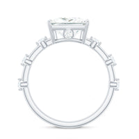 8X8 MM Princess Cut Certified Moissanite Solitaire Engagement Ring