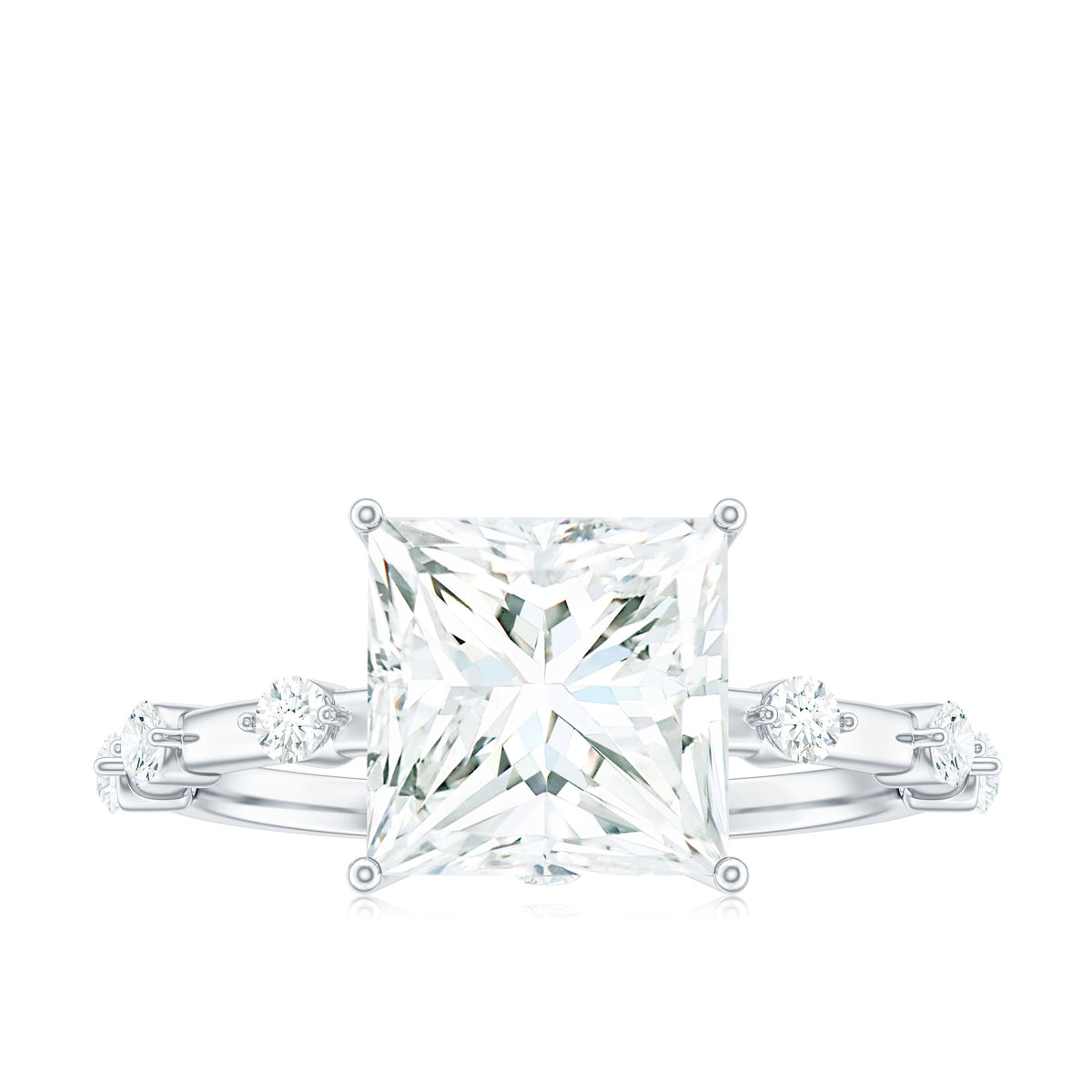 8X8 MM Princess Cut Certified Moissanite Solitaire Engagement Ring