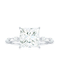 8X8 MM Princess Cut Certified Moissanite Solitaire Engagement Ring
