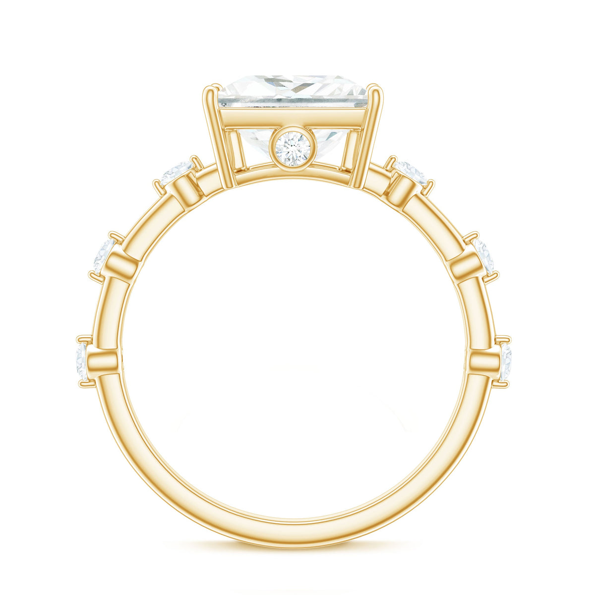 8X8 MM Princess Cut Certified Moissanite Solitaire Engagement Ring