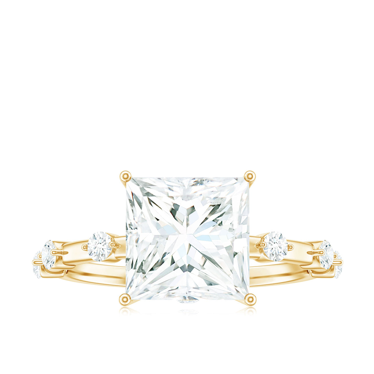 8X8 MM Princess Cut Certified Moissanite Solitaire Engagement Ring