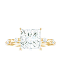 8X8 MM Princess Cut Certified Moissanite Solitaire Engagement Ring