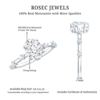 Certified 1 Carat Moissanite Oval Engagement Ring for Women