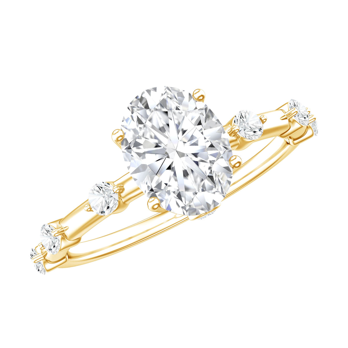 Certified 1 Carat Moissanite Oval Engagement Ring for Women