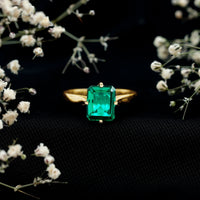 8X10 MM Octagon Lab Grown Emerald Solitaire Engagement Ring