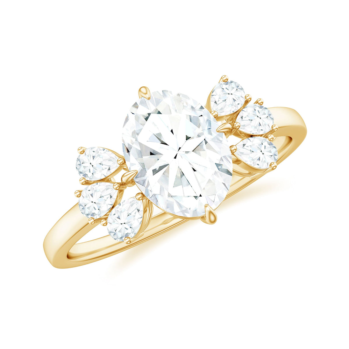 6X8mm Oval Cut Moissanite Designer Engagement Ring