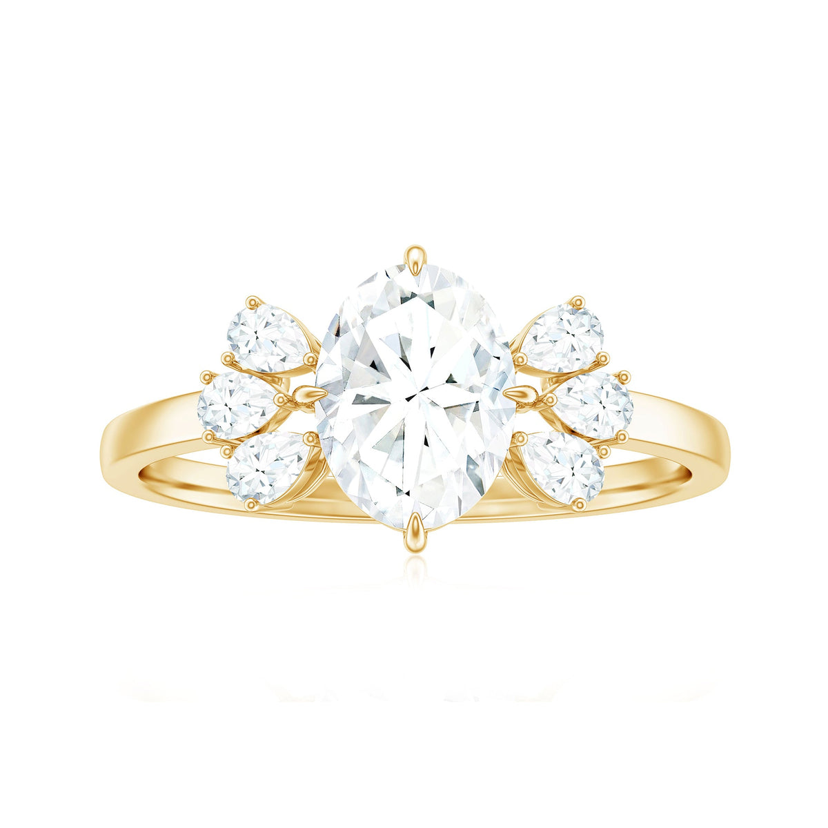 6X8mm Oval Cut Moissanite Designer Engagement Ring