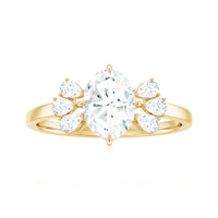 6X8mm Oval Cut Moissanite Designer Engagement Ring