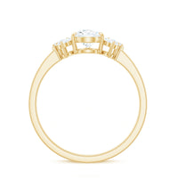 Certified Moissanite Pear Shape Engagement Ring with Trio