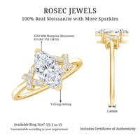 Certified 1 Carat Moissanite Marquise Engagement Ring in Split Shank