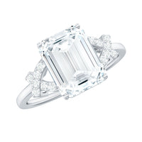 7x9mm Emerald Cut Certified Moissanite Solitaire Engagement Ring
