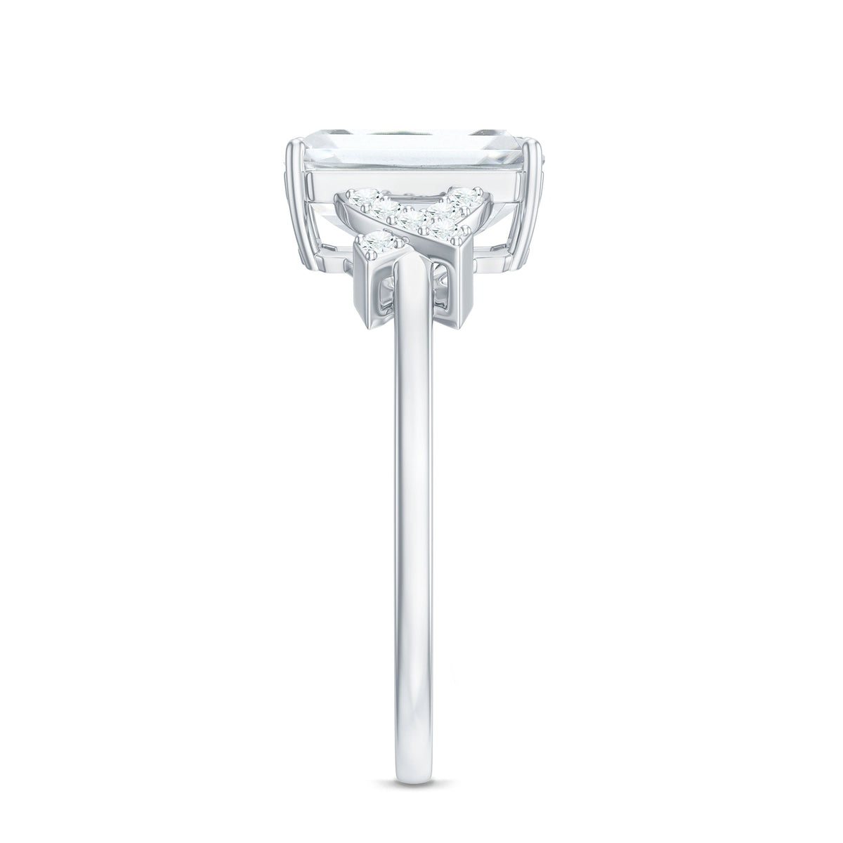 7x9mm Emerald Cut Certified Moissanite Solitaire Engagement Ring
