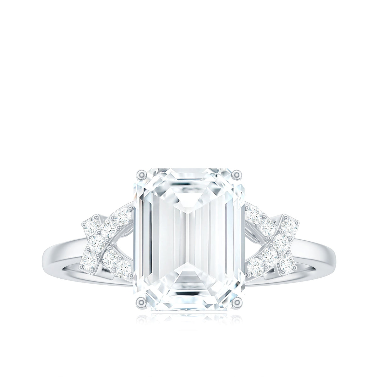 7x9mm Emerald Cut Certified Moissanite Solitaire Engagement Ring