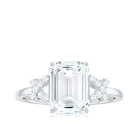 7x9mm Emerald Cut Certified Moissanite Solitaire Engagement Ring