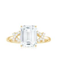 7x9mm Emerald Cut Certified Moissanite Solitaire Engagement Ring