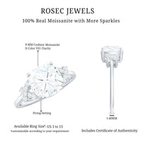 8X8mm Cushion Cut Moissanite Solitaire Engagement Ring for Women