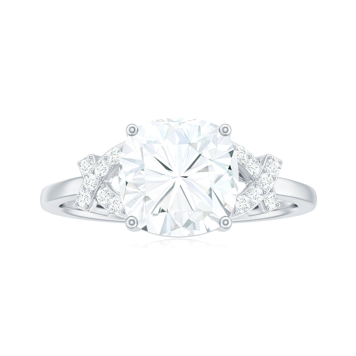 8X8mm Cushion Cut Moissanite Solitaire Engagement Ring for Women