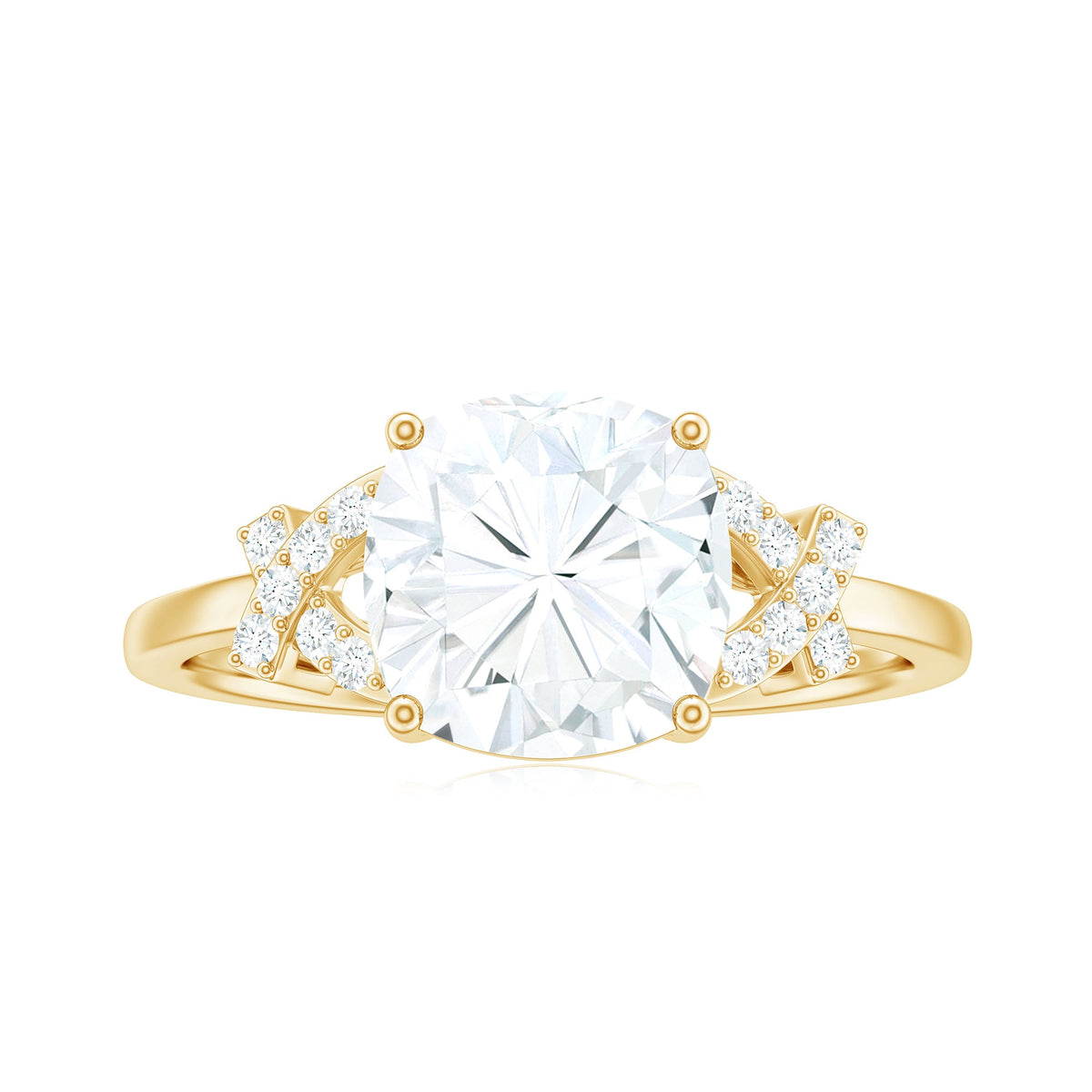 8X8mm Cushion Cut Moissanite Solitaire Engagement Ring for Women