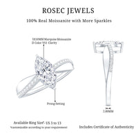 Classic Marquise Cut Moissanite Solitaire Engagement Ring