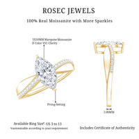 Classic Marquise Cut Moissanite Solitaire Engagement Ring